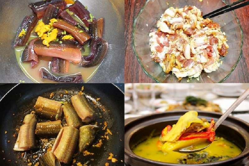 Các bước thực hiện món lươn om chuối đậu ngon.