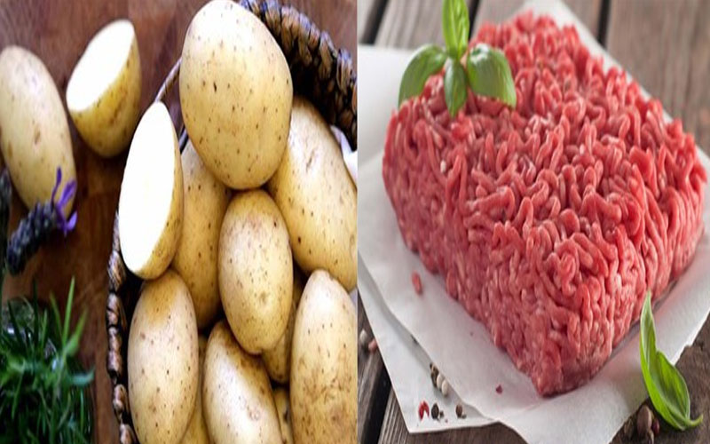 Nguyên liệu chế biến món khoai tây xào thịt băm