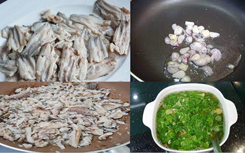 Nấu canh cá rô đồng rau xanh cải